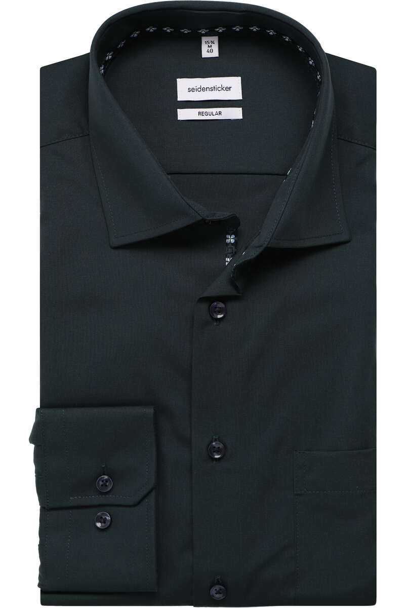 Seidensticker Regular Fit shirt dark green, One Colour Hemden.de