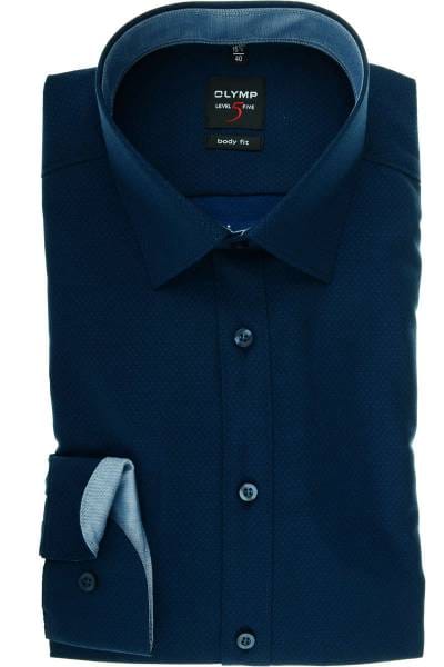 Olymp Level Five Body Fit Hemd marine, Faux-uni