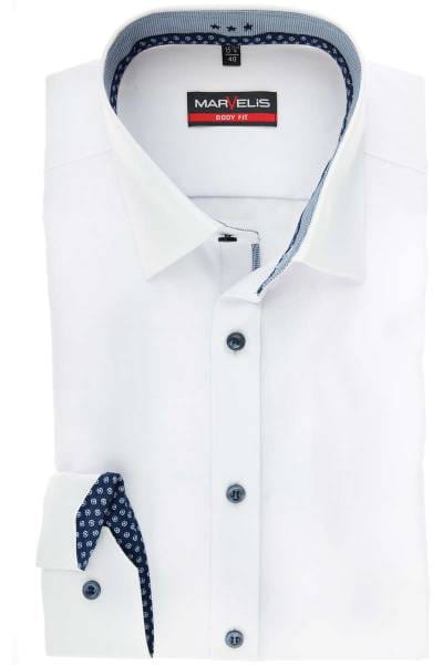 Marvelis Body Fit Hemd weiss, Einfarbig