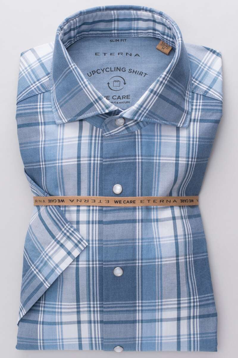 ETERNA Camicia Uomo Slim Fit 1/1 – Azzurro Chiaro, Taglia 44 – Lavabile In Lavatrice – Lusso E Comfort