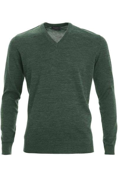 MAERZ Strickpullover Classic Fit V-Ausschnitt dunkelgrün, einfarbig