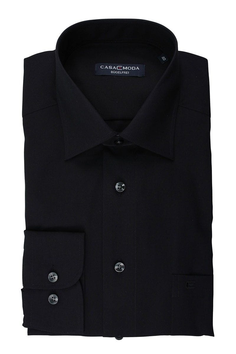 Casa Moda Hemd - Comfort Fit - schwarz, Einfarbig