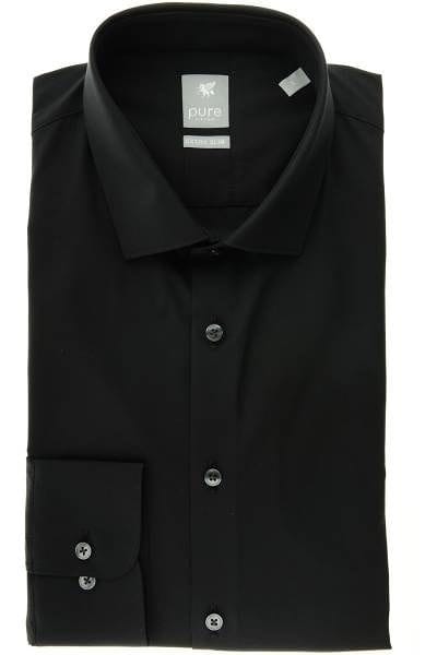 Pure Hemd - Extra Slim - schwarz, Einfarbig