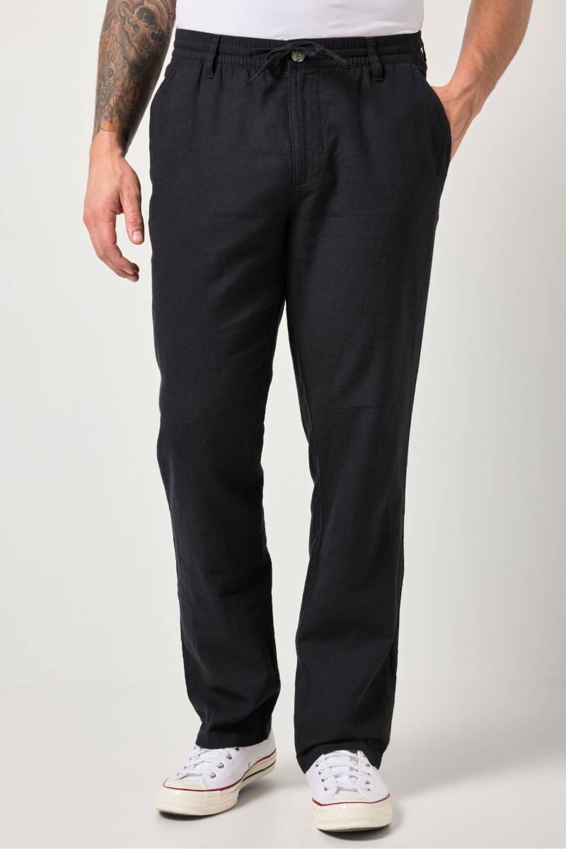 JP1880 Regular Fit linen trousers black | Businesshemden.com