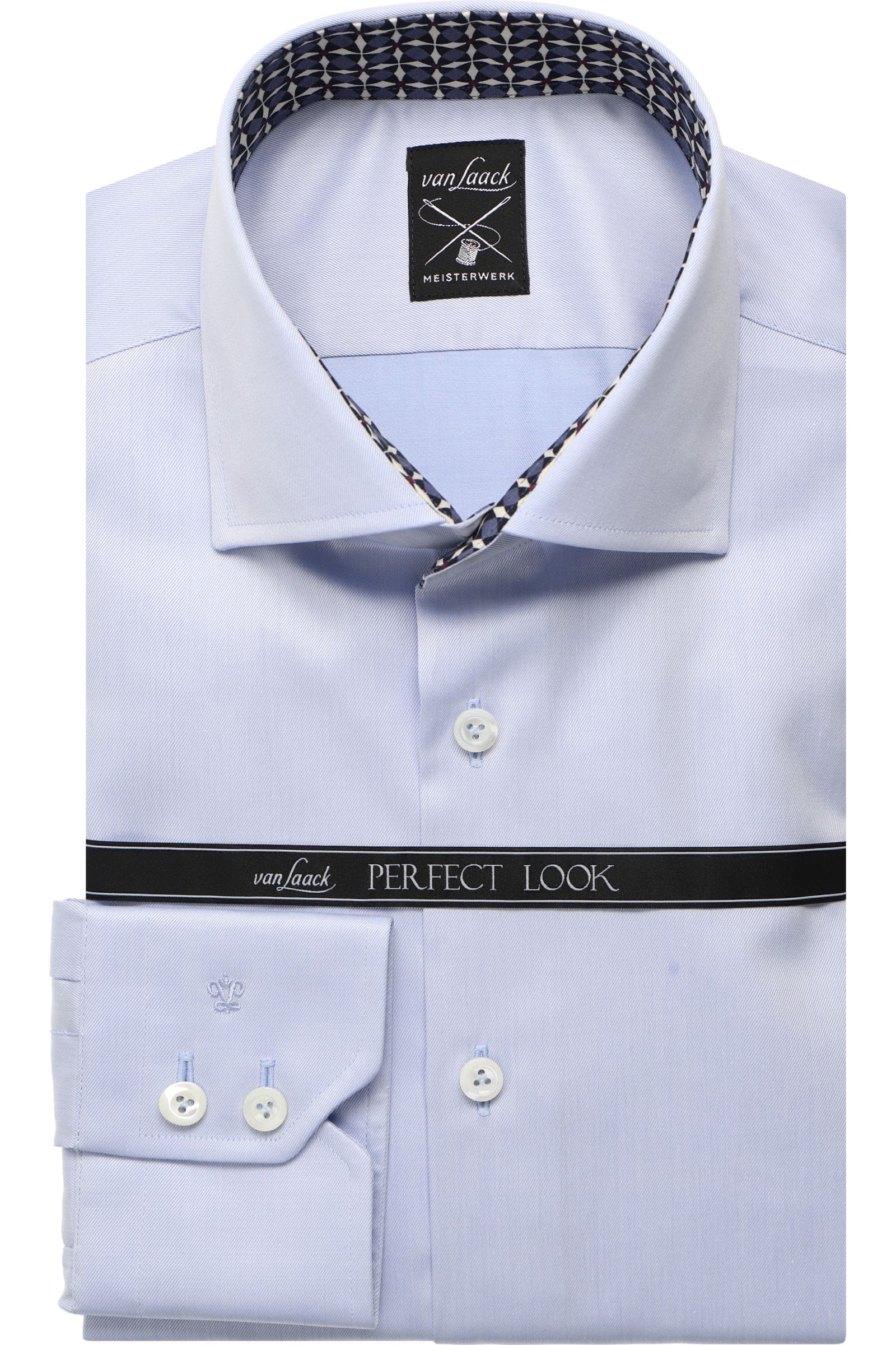 van Laack Perfect Look Meisterwerk Tailor Fit Hemd blau, Einfarbig 41 - L