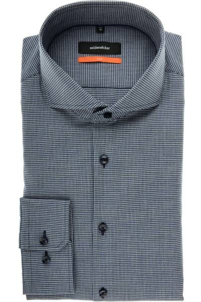 Seidensticker Slim Fit Hemd marine/grau, Hahnentritt
