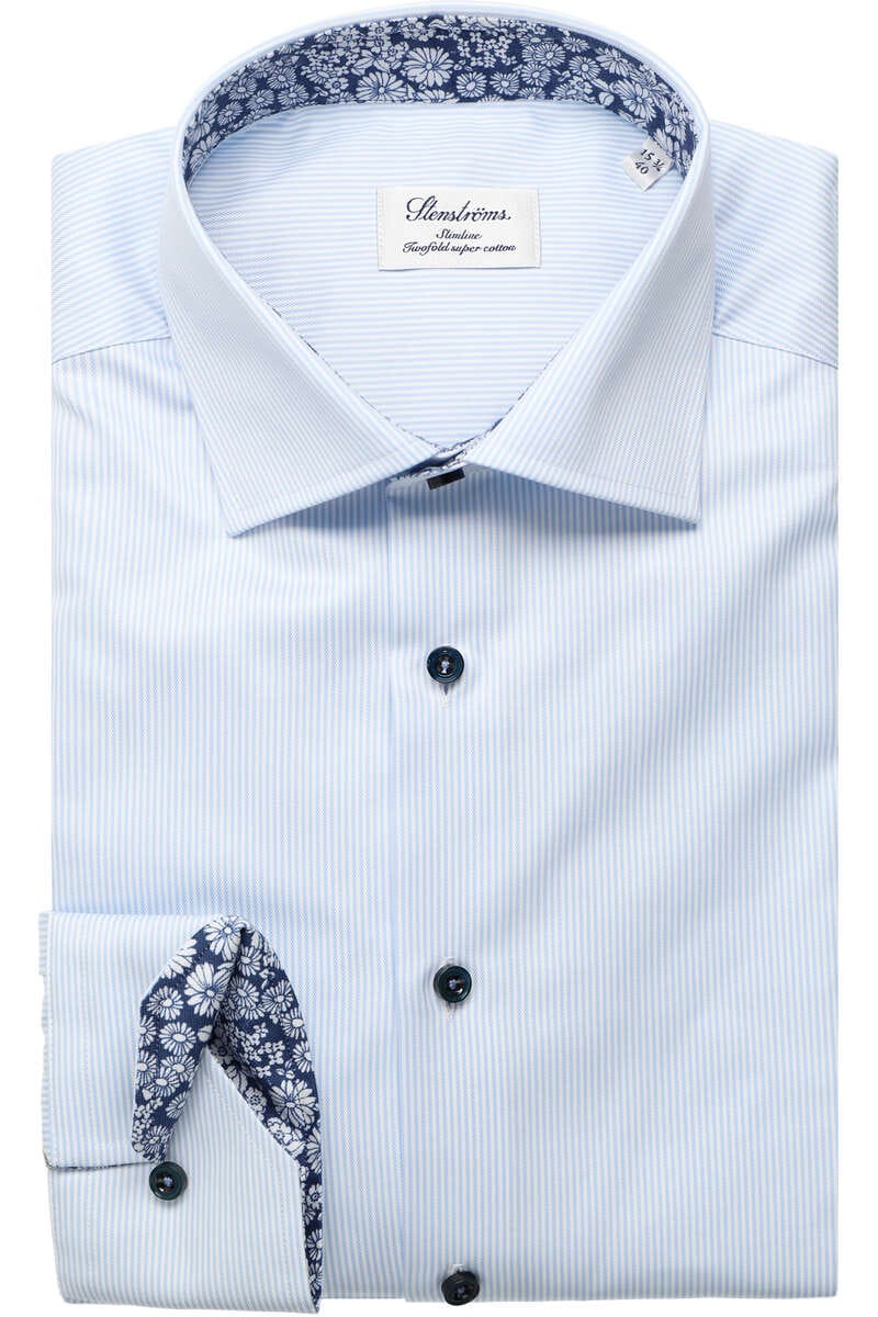 Stenströms Slimline Hemd hellblau/weiss, Gestreift 40 - M Stenströms Slimline Hemd hellblau/weiss, Gestreift 40 - M