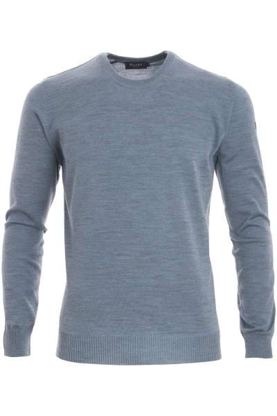MAERZ Strickpullover Classic Fit Rundhals hellblau, einfarbig