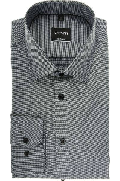 Venti Modern Fit Hemd schwarz, Faux-uni
