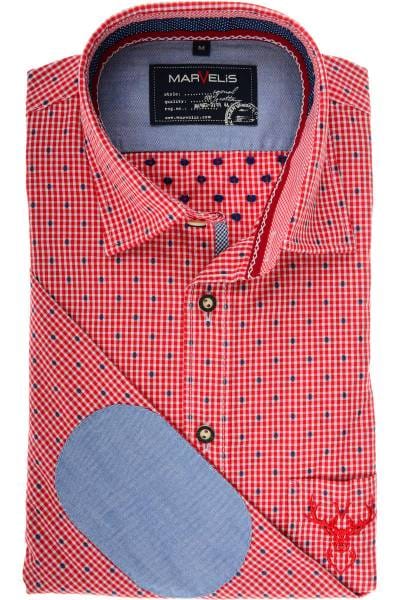 Marvelis Modern Fit Trachtenhemd rot/weiss, Vichykaro
