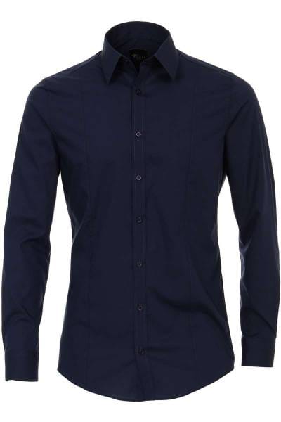 Venti Body Fit Hemd marine, Einfarbig
