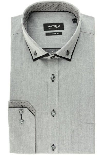 Hatico Hemd - Regular Fit - silber, Einfarbig