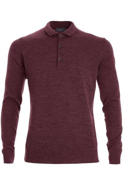 MAERZ Strickpullover Classic Fit Polokragen violett, einfarbig