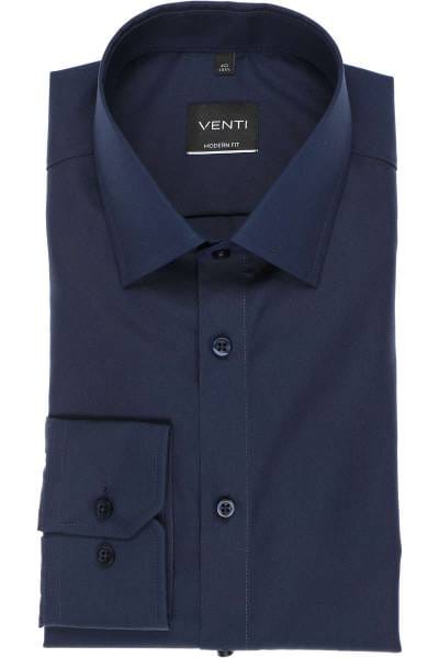 Venti Modern Fit Hemd dunkelblau, Einfarbig