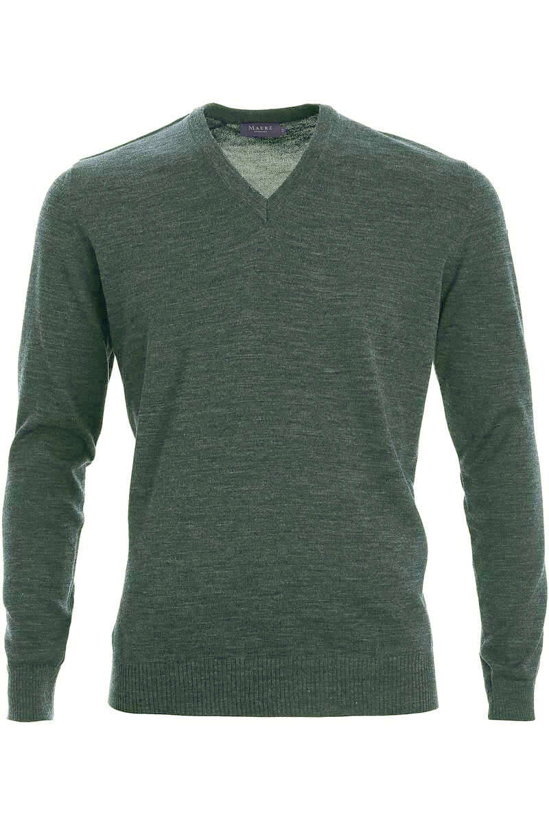 Maerz Classic Fit Strickpullover V-Ausschnitt dunkelgrün, einfarbig 50 Maerz Classic Fit Strickpullover V-Ausschnitt dunkelgrün, einfarbig 50