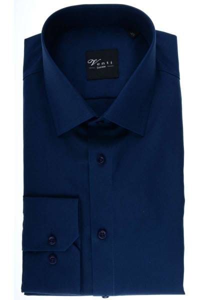 Venti Slim Fit Hemd dunkelblau, Einfarbig