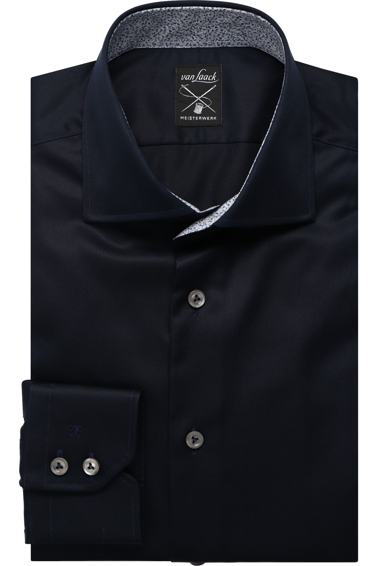 Van Laack Perfect Look Meisterwerk Tailor Fit Hemd marine, Einfarbig 40 - M