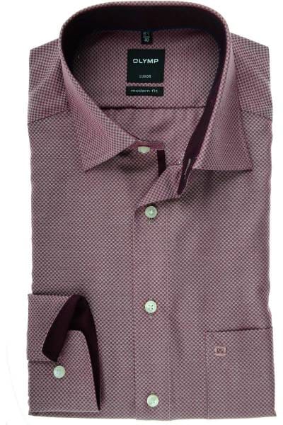 Olymp Luxor Modern Fit Hemd chianti, Gemustert