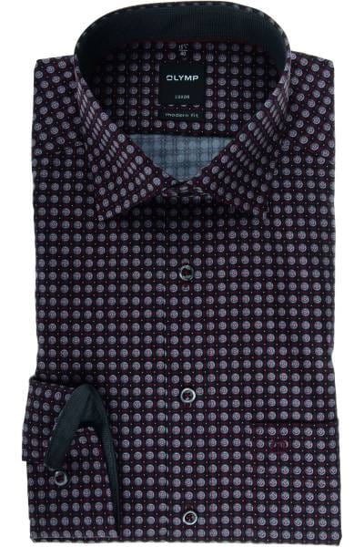 Olymp Luxor Modern Fit Hemd chianti, Gemustert