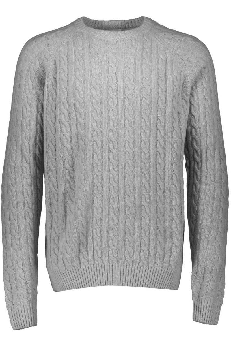 Lindbergh Relaxed Fit Pullover Mid Grey Mel, Zopfmuster