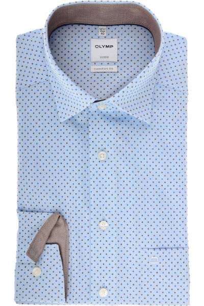 Olymp Luxor Comfort Fit Hemd blau/braun, Gemustert