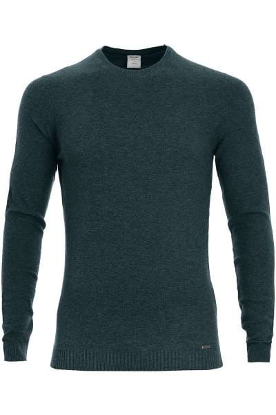 OLYMP Level Five Strickpullover Rundhals dunkelgrün, einfarbig