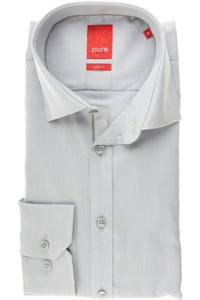 Pure Hemd - Slim Fit - silber, Einfarbig