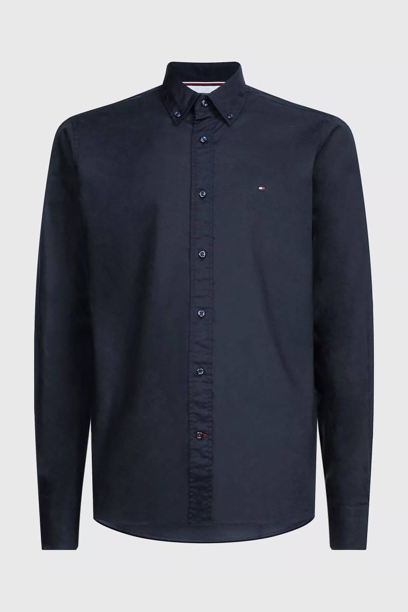 Tommy Hilfiger Core flex Regular Fit Hemd schwarz, Einfarbig