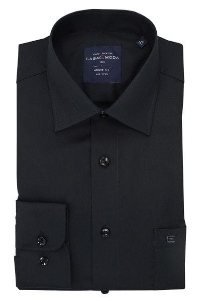 Casa Moda Hemd - Modern Fit - schwarz, Einfarbig