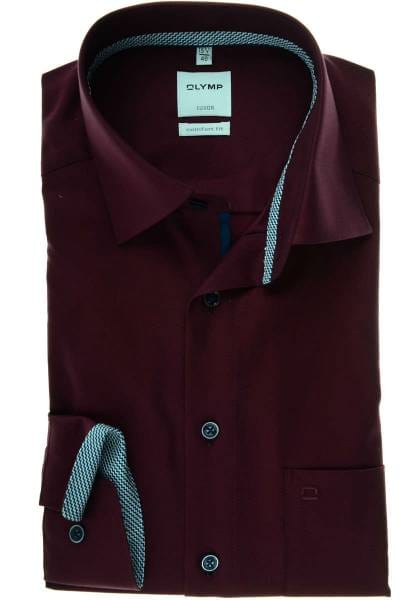 Olymp Luxor Comfort Fit Hemd chianti, Faux-uni