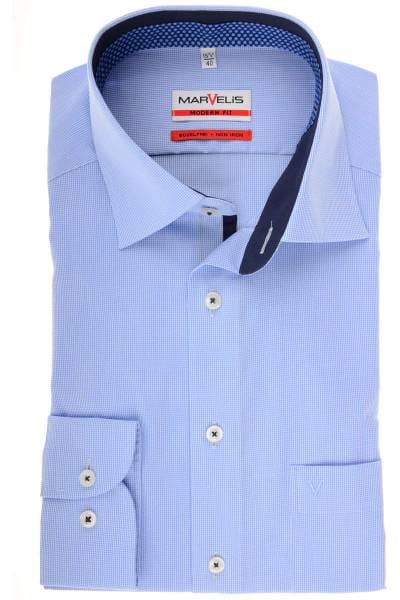 Marvelis Modern Fit Hemd bleu/weiss, Kariert