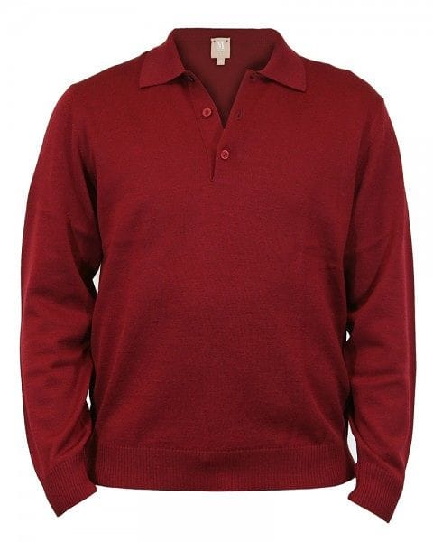 März Strick - Polo Knopf - bordeaux