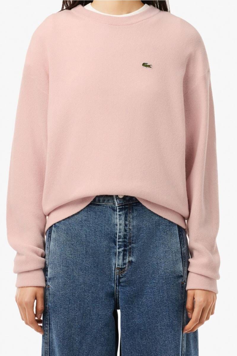 Lacoste Slim Fit Damen Pullover Rundhals rosa
