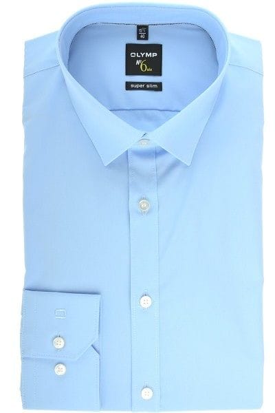 Olymp Hemd - Super Slim No. Six - hellblau, Einfarbig