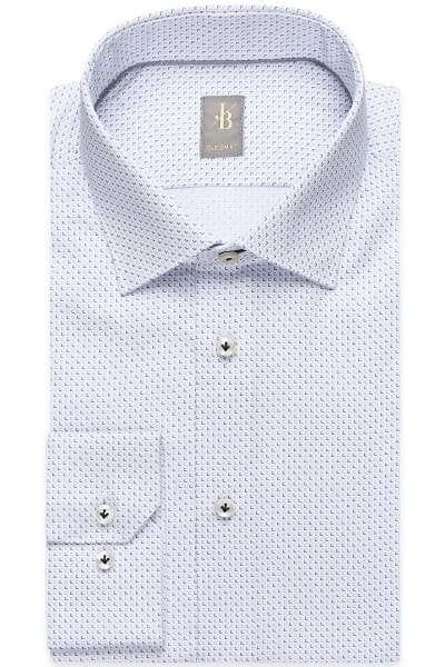 Jacques Britt Hemd - Custom Fit - weiss/blau, Gemustert