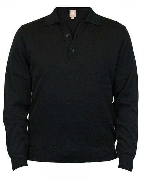März Strick - Polo Knopf - schwarz