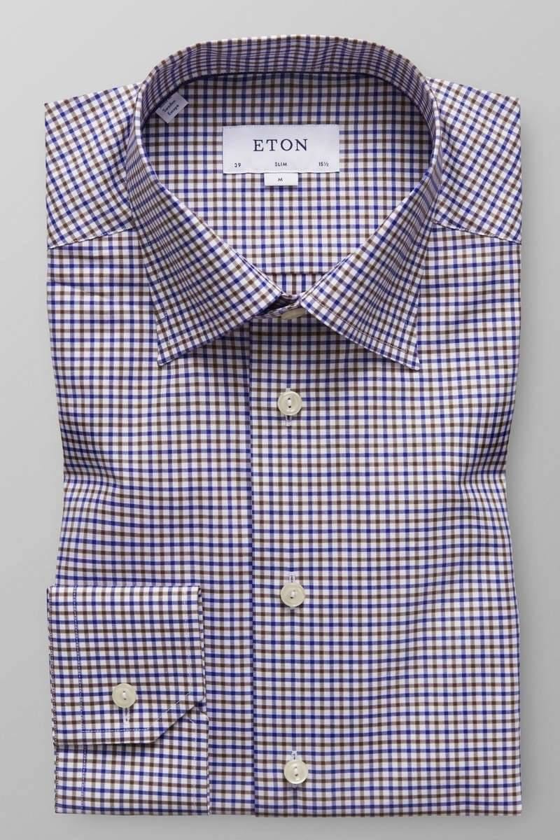 ETON Slim Fit Hemd braun/navy, Kariert