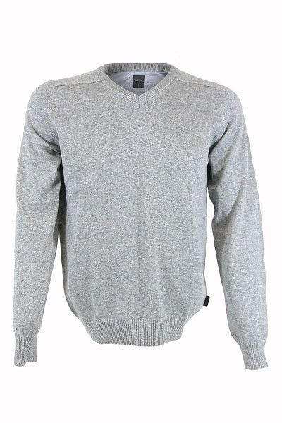 Olymp Strickpullover V-Ausschnitt Pullover - grau