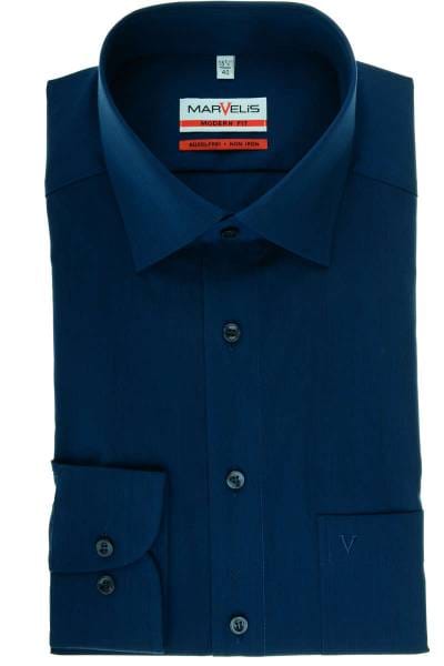 Marvelis Hemd - Modern Fit - dunkelblau, Einfarbig