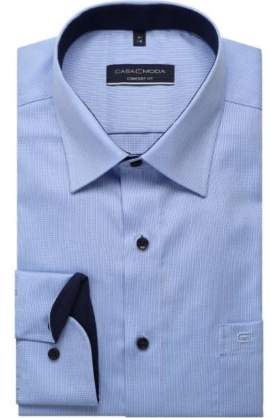 Camicia Business CASAMODA Comfort Fit, Blu Scuro, Taglia 50, Puro Cotone Con Stampa Minimal, Colletto Kent
