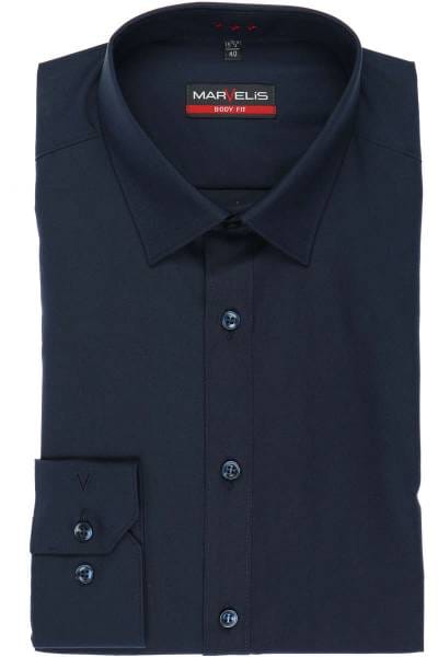 Marvelis Body Fit Hemd marine, Einfarbig
