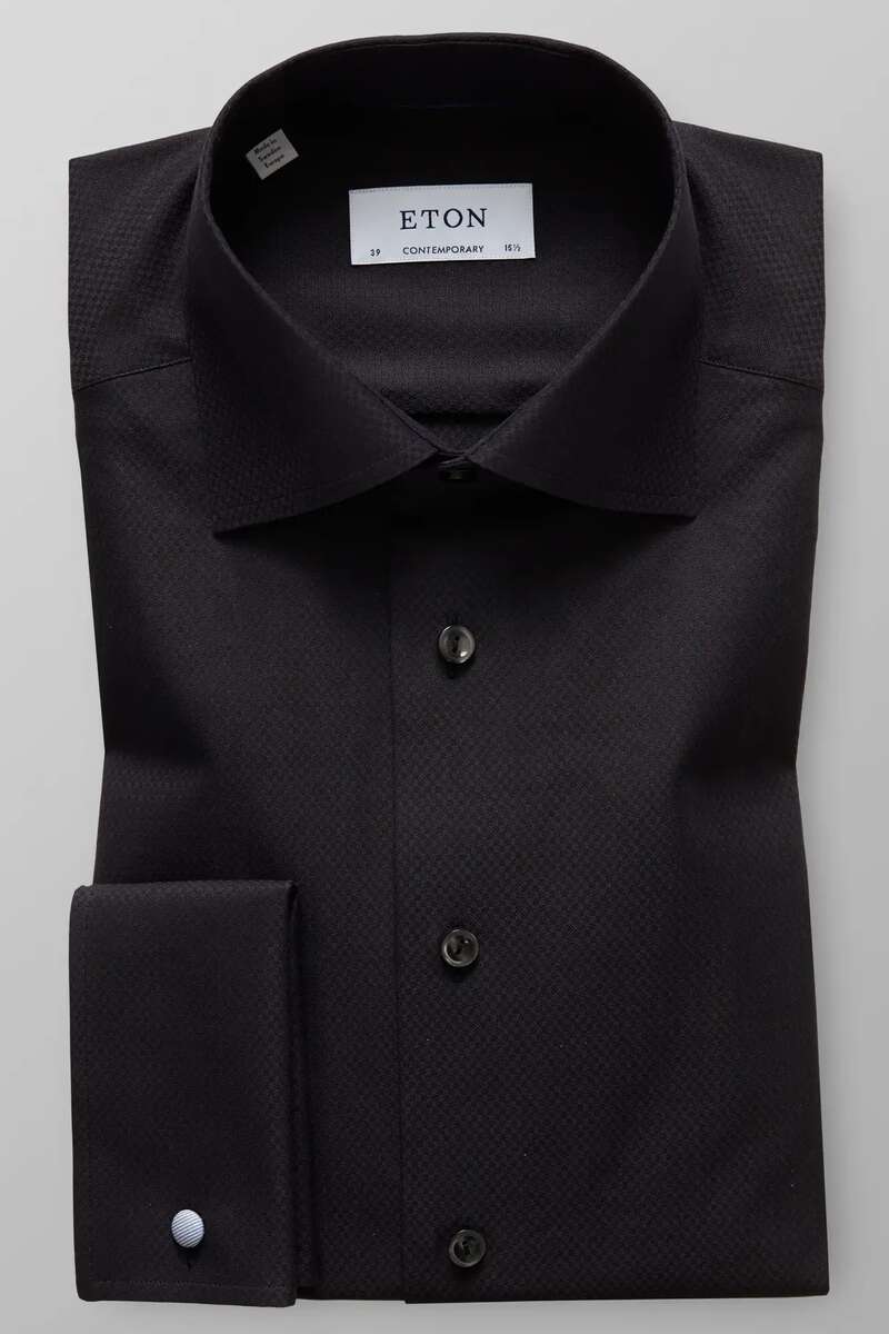 ETON Contemporary Fit Hemd grau/schwarz, Einfarbig 42 - L ETON Contemporary Fit Hemd grau/schwarz, Einfarbig 42 - L