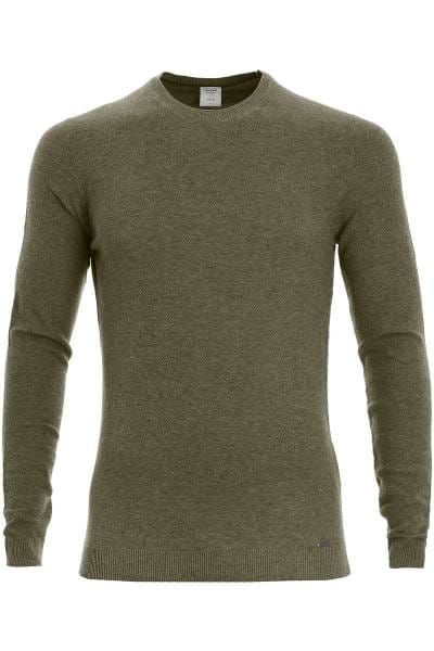 OLYMP Level Five Strickpullover Rundhals grün, einfarbig