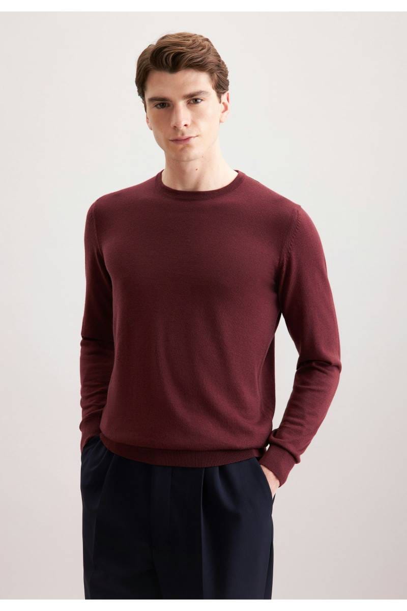 Seidensticker Regular Fit Pullover Rundhals rot, Einfarbig Alle