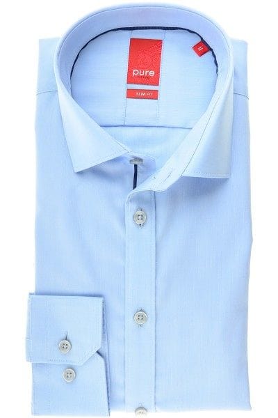 Pure Hemd - Slim Fit - hellblau, Einfarbig