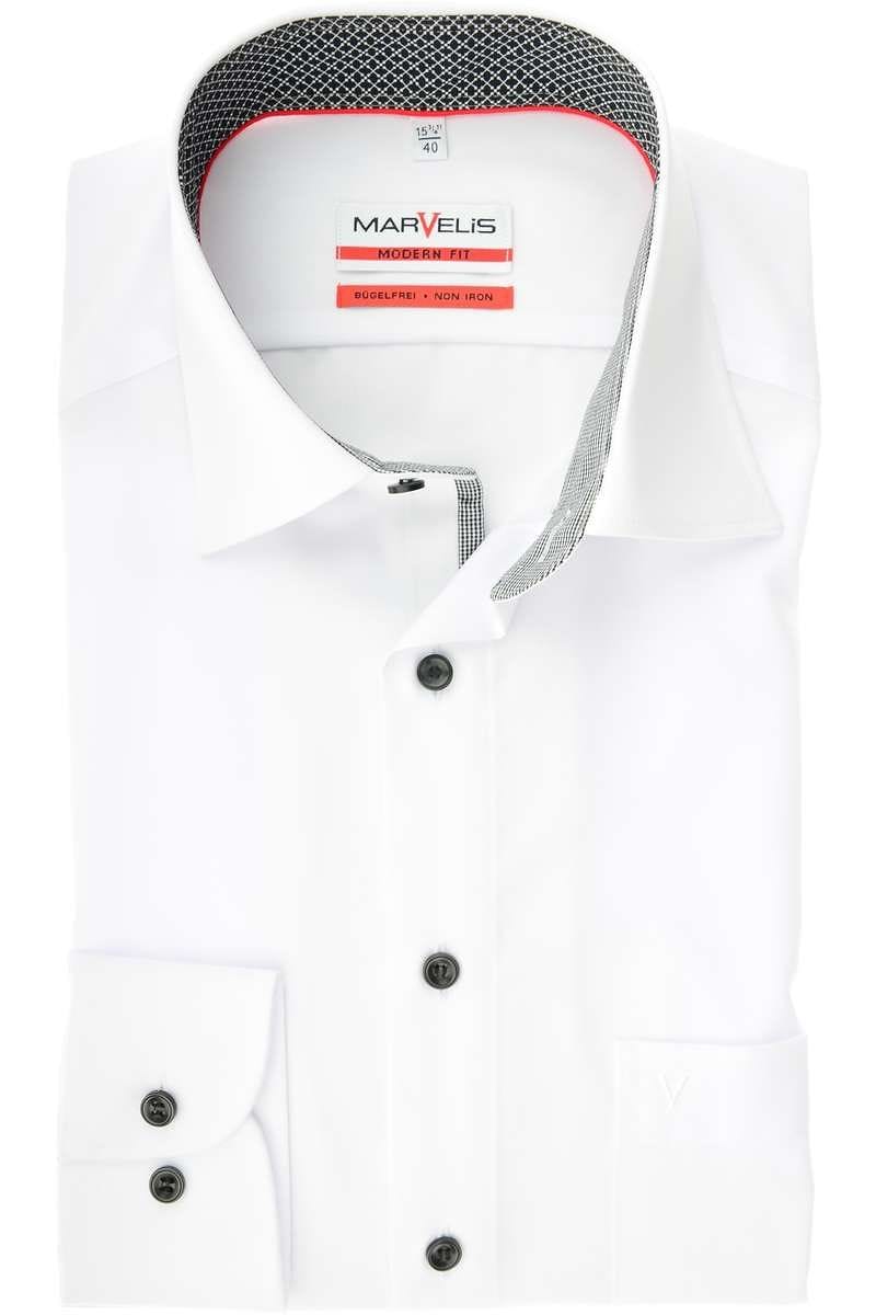 Marvelis Modern Fit Hemd weiss, Einfarbig Marvelis Modern Fit Hemd weiss, Einfarbig