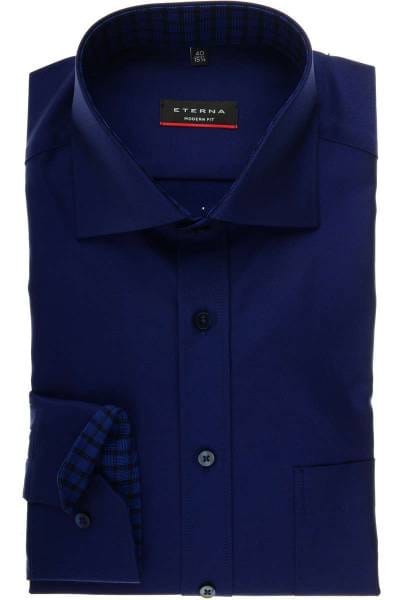 ETERNA Modern Fit Hemd blau/violett, Einfarbig