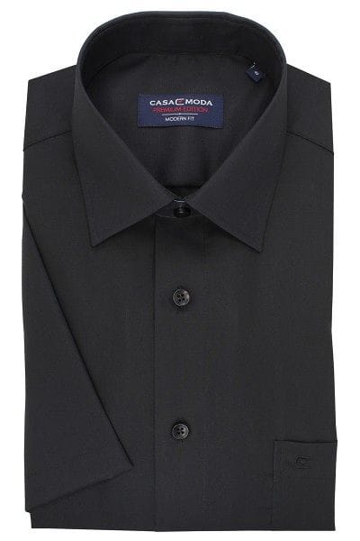 Casa Moda Hemd - Modern Fit - schwarz, Einfarbig