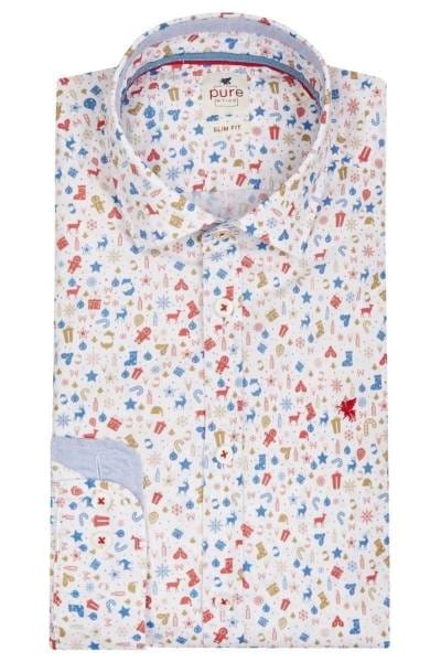 Pure Slim Fit Hemd hellblau, Gemustert