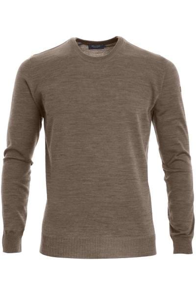 MAERZ Strickpullover Classic Fit Rundhals hellbraun, einfarbig